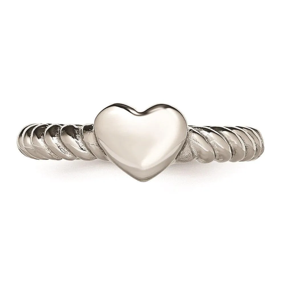 Chisel Jewelry Stainless Steel Polished Twisted Heart Ring
