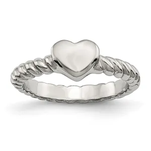 Chisel Jewelry Stainless Steel Polished Twisted Heart Ring