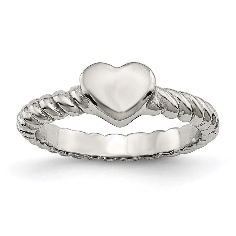 Chisel Jewelry Stainless Steel Polished Twisted Heart Ring