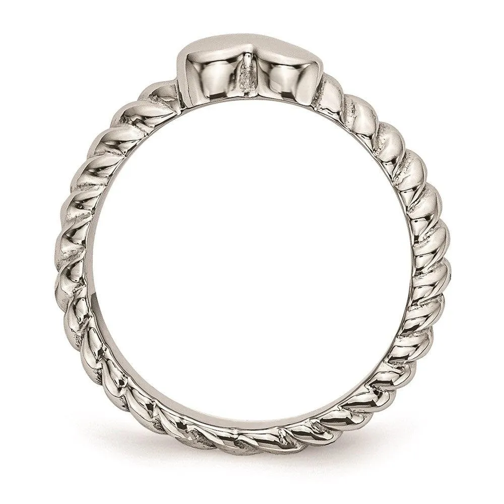 Chisel Jewelry Stainless Steel Polished Twisted Heart Ring
