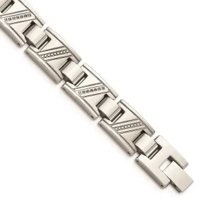 Chisel Jewelry Stainless Steel Polished w/Diamonds 8.5in Bracelet