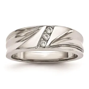 Chisel Jewelry Stainless Steel Polished with CZ Ring