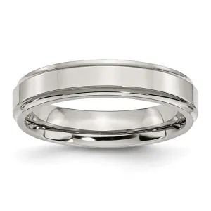 Chisel Jewelry Stainless Steel Ridged Edge 5mm Polished Band