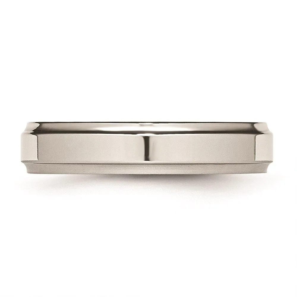 Chisel Jewelry Stainless Steel Ridged Edge 5mm Polished Band
