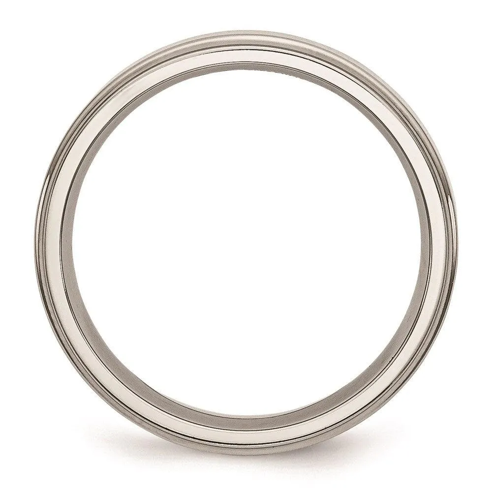 Chisel Jewelry Stainless Steel Ridged Edge 5mm Polished Band