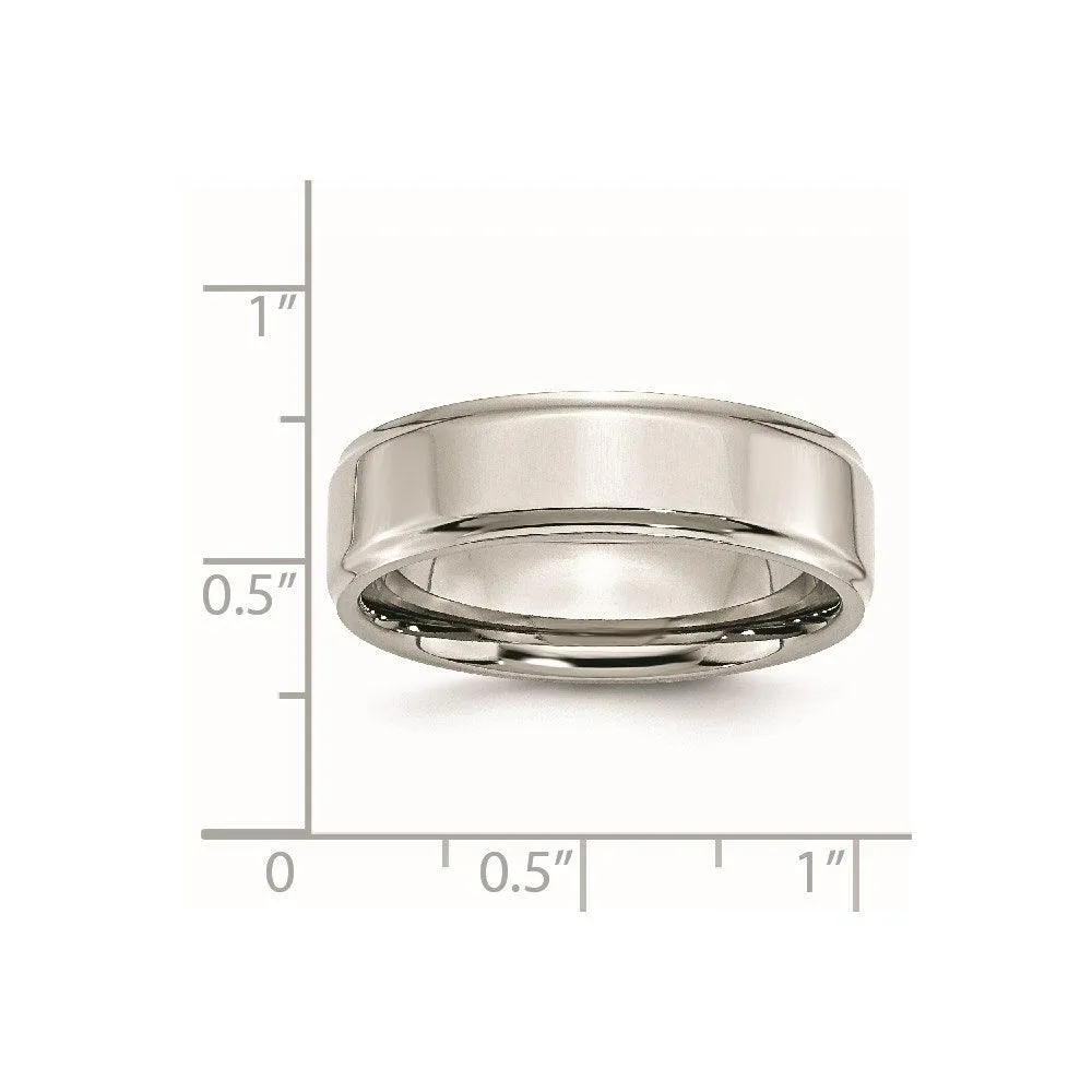 Chisel Jewelry Stainless Steel Ridged Edge 7mm Polished Band