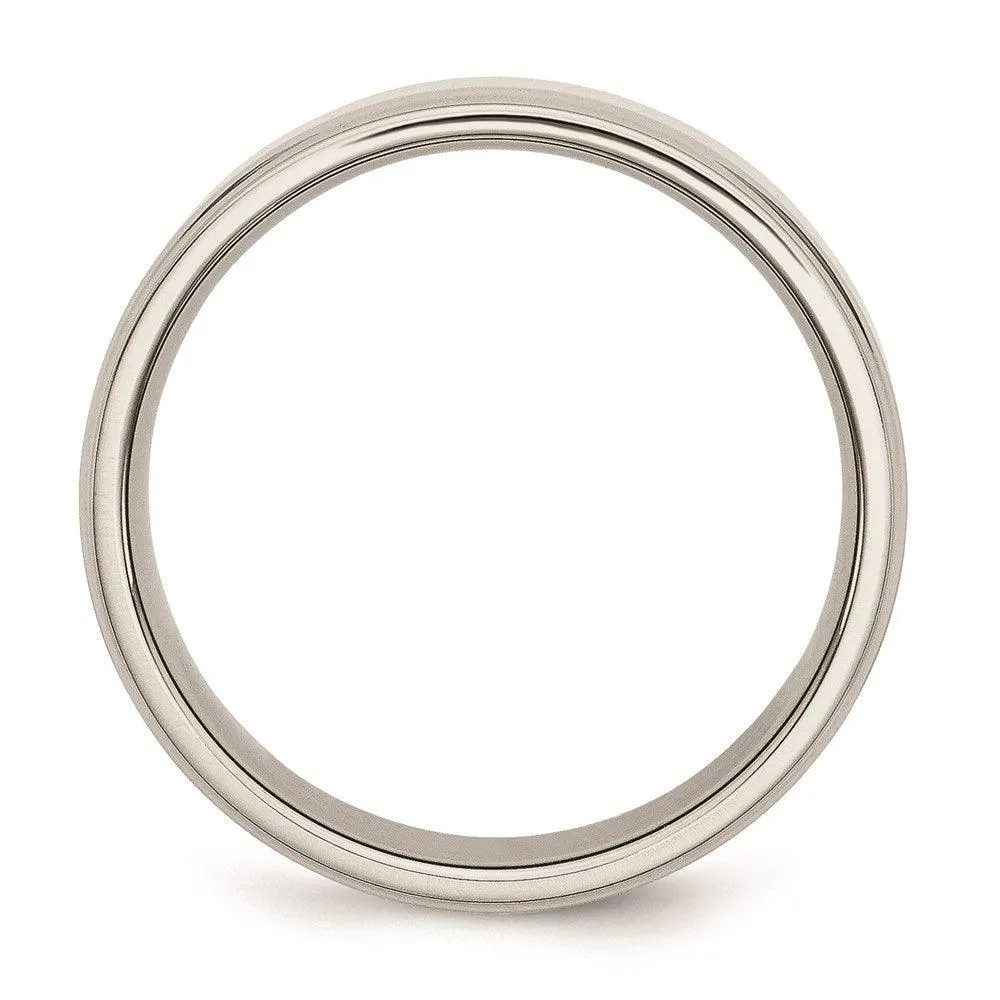 Chisel Jewelry Stainless Steel Ridged Edge 7mm Polished Band