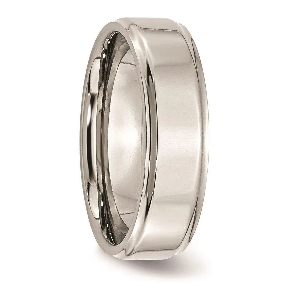 Chisel Jewelry Stainless Steel Ridged Edge 7mm Polished Band