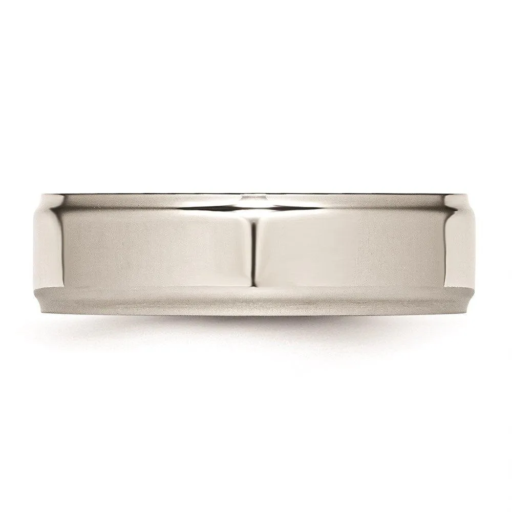 Chisel Jewelry Stainless Steel Ridged Edge 7mm Polished Band