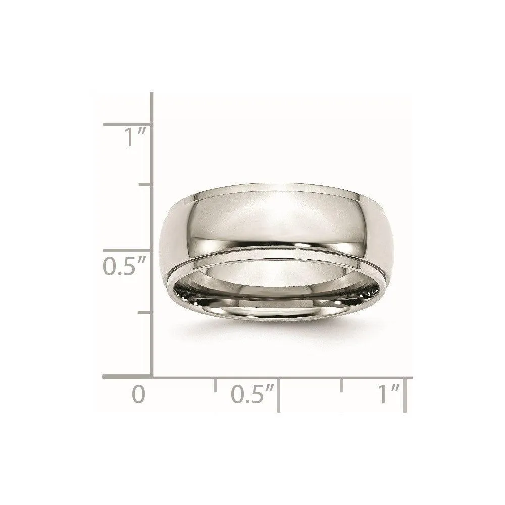 Chisel Jewelry Stainless Steel Ridged Edge 8mm Polished Band