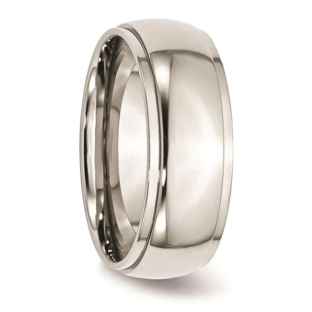 Chisel Jewelry Stainless Steel Ridged Edge 8mm Polished Band