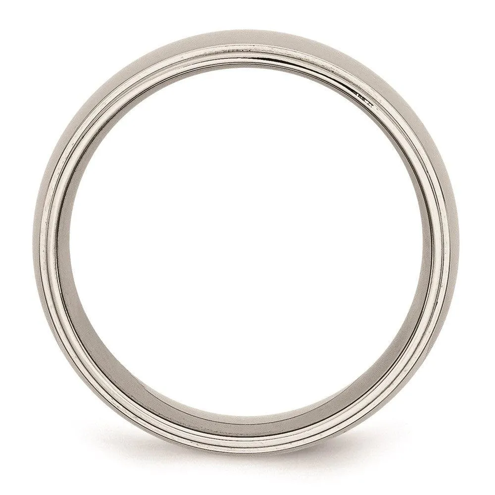 Chisel Jewelry Stainless Steel Ridged Edge 8mm Polished Band