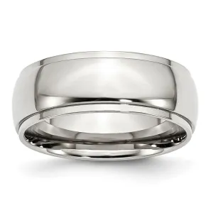 Chisel Jewelry Stainless Steel Ridged Edge 8mm Polished Band