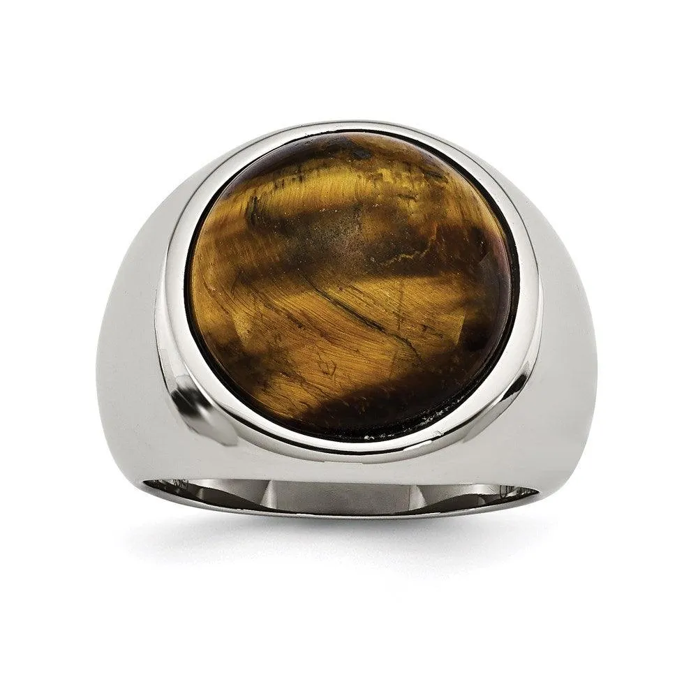 Chisel Jewelry Stainless Steel Tiger's Eye Ring