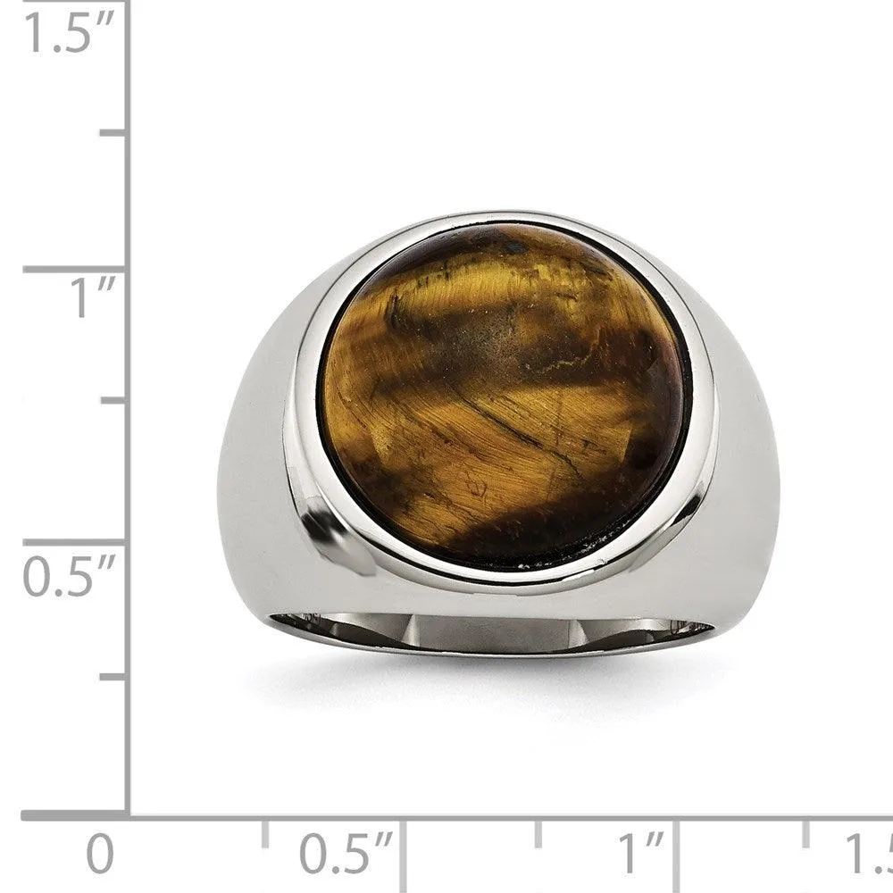 Chisel Jewelry Stainless Steel Tiger's Eye Ring