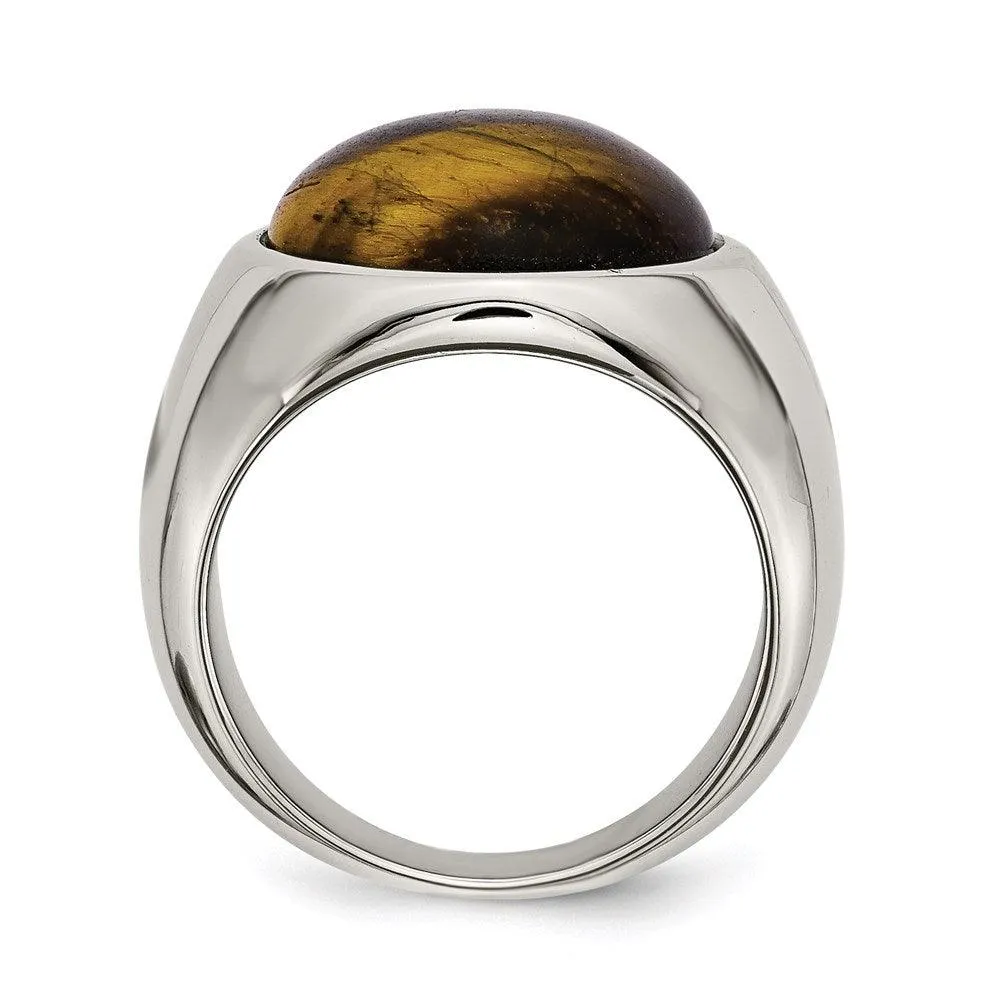 Chisel Jewelry Stainless Steel Tiger's Eye Ring