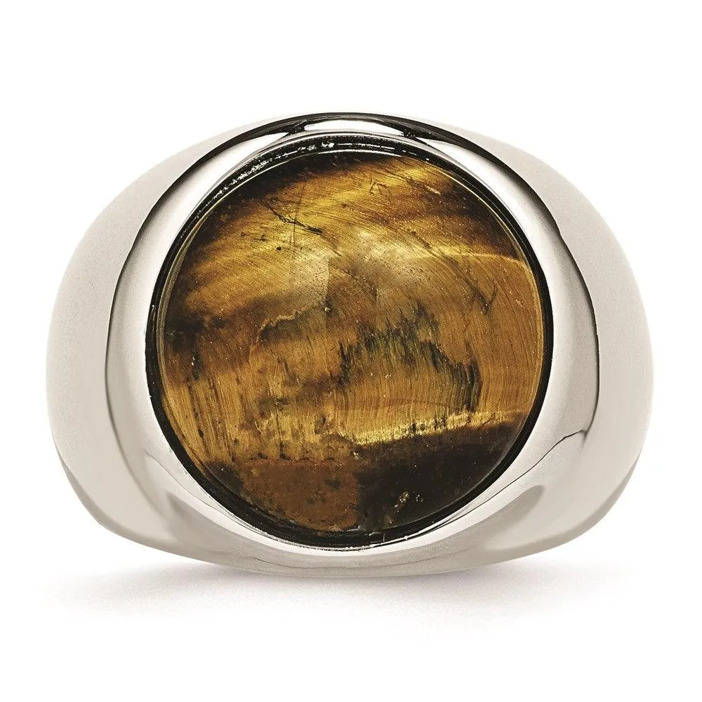 Chisel Jewelry Stainless Steel Tiger's Eye Ring