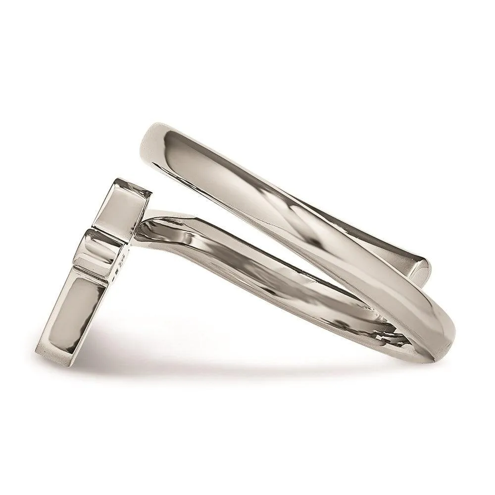 Chisel Jewelry Stainless Steel Twisted Cross Polished Ring