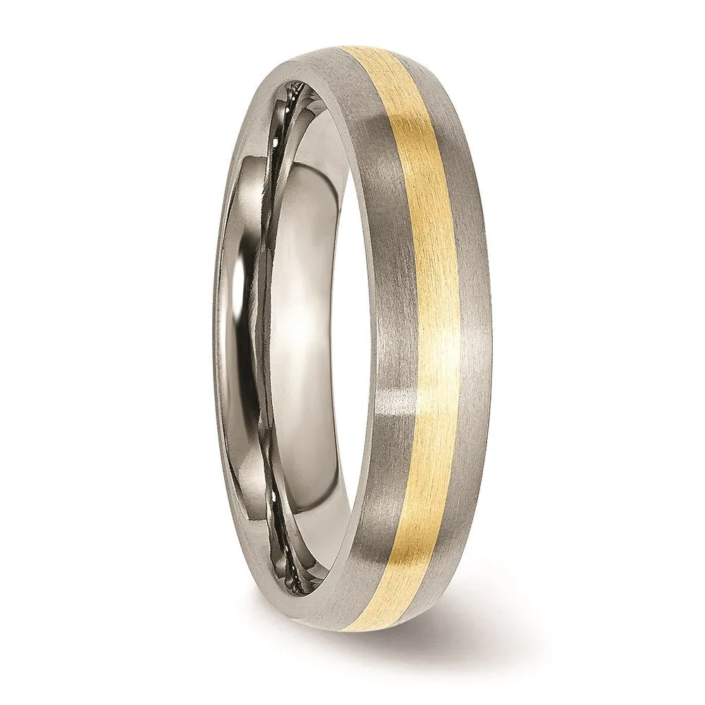 Chisel Jewelry Titanium 14k Yellow Inlay 5mm Brushed Band | TB19