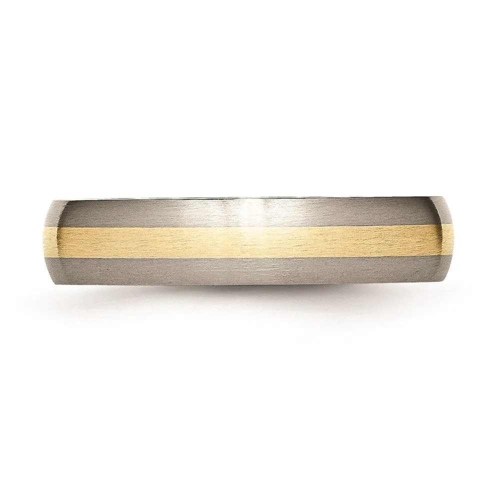 Chisel Jewelry Titanium 14k Yellow Inlay 5mm Brushed Band | TB19
