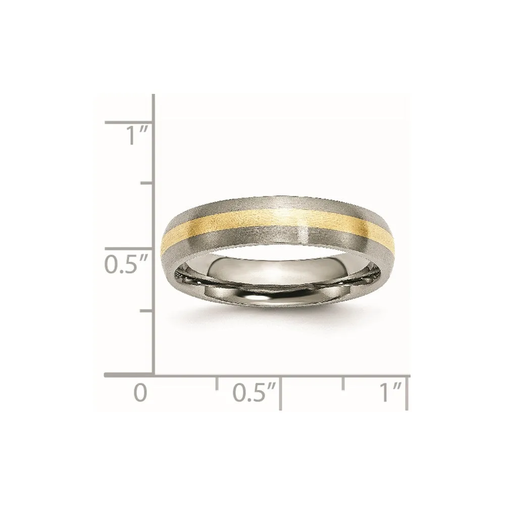 Chisel Jewelry Titanium 14k Yellow Inlay 5mm Brushed Band | TB19