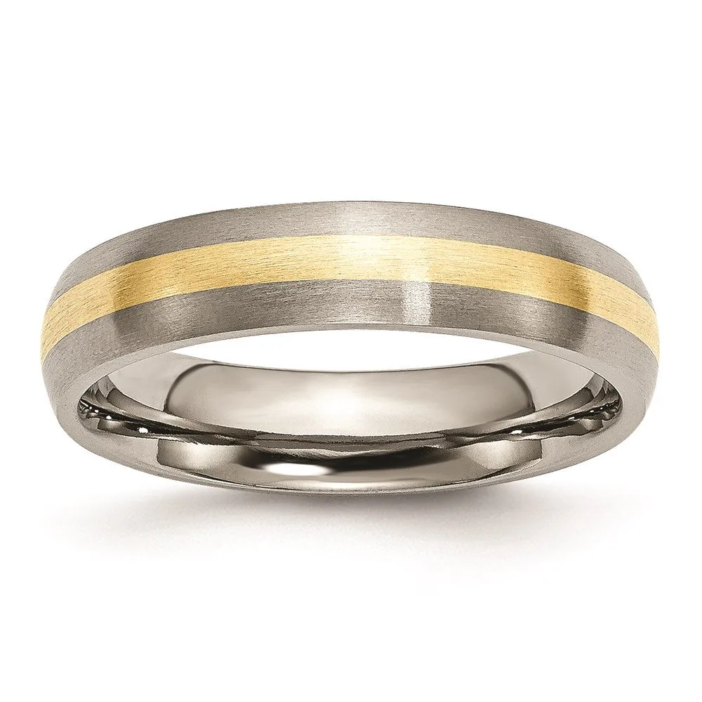 Chisel Jewelry Titanium 14k Yellow Inlay 5mm Brushed Band | TB19