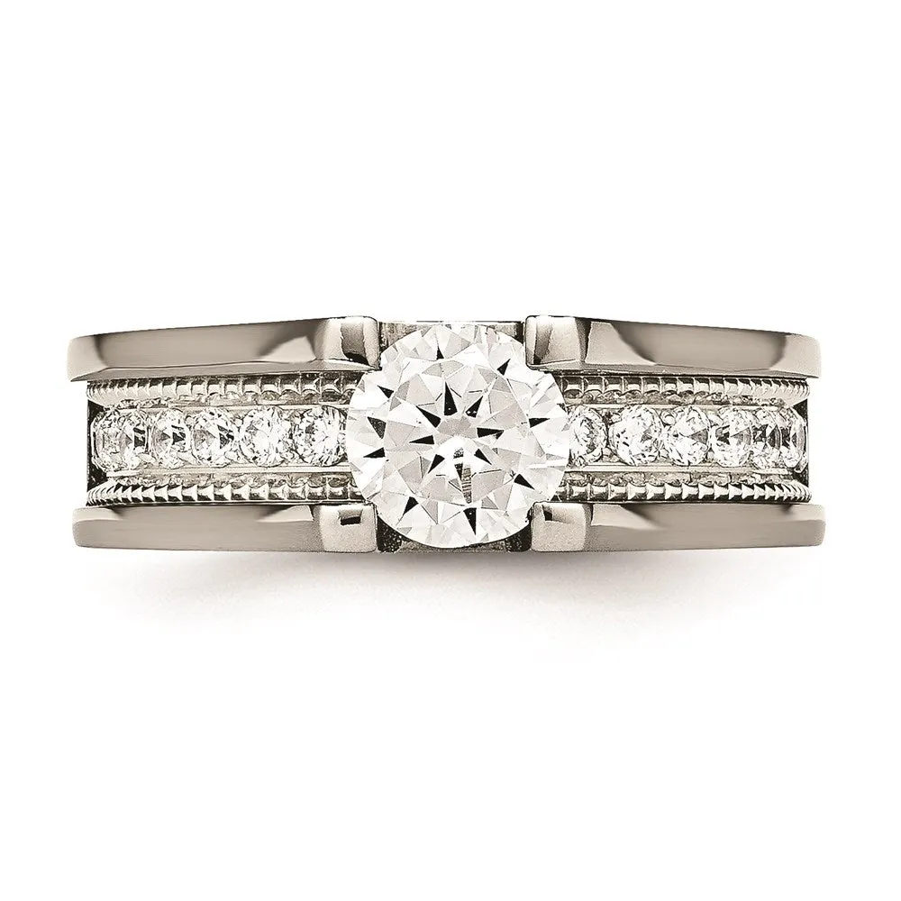 Chisel Jewelry Titanium & Sterling Silver CZ Ring | TB376