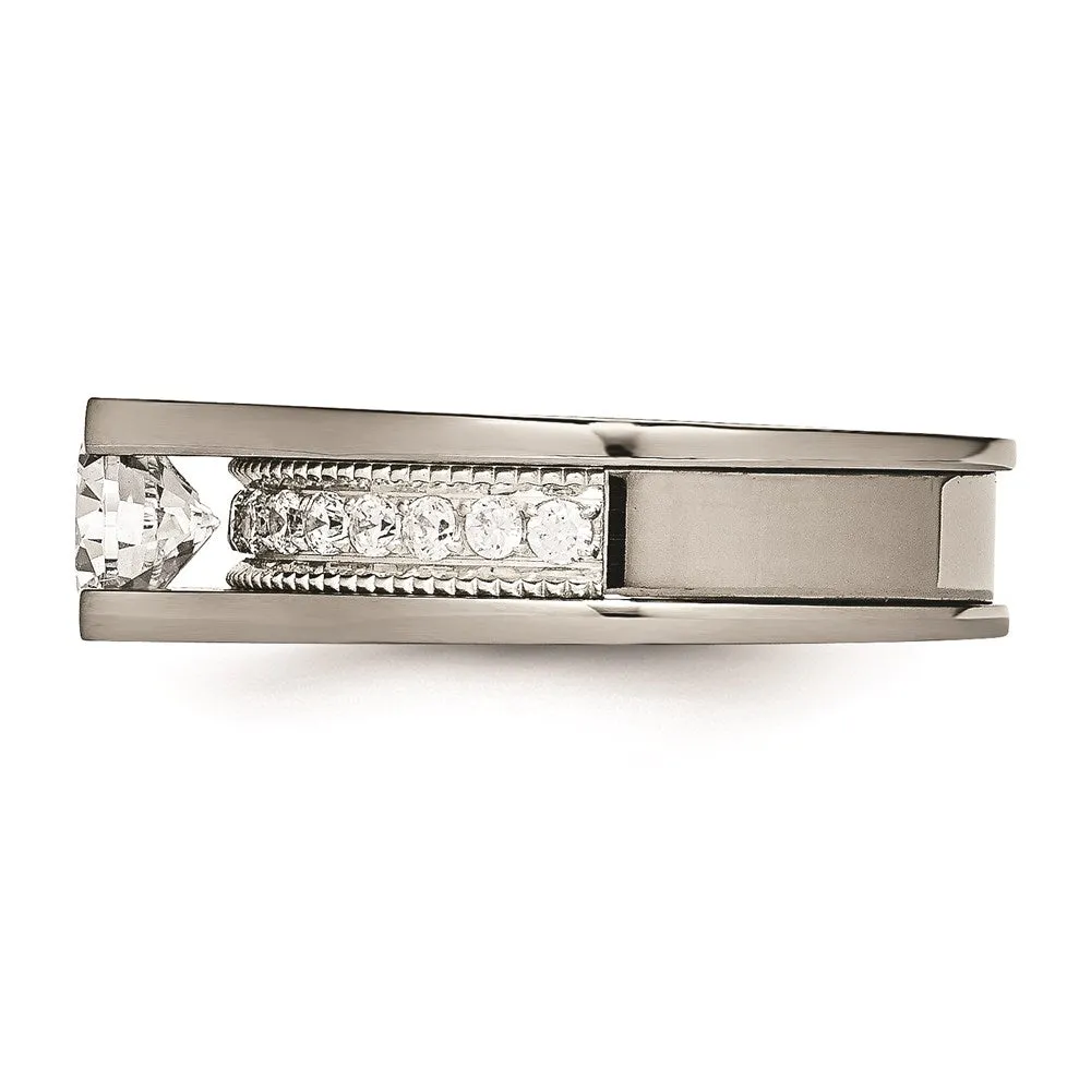 Chisel Jewelry Titanium & Sterling Silver CZ Ring | TB376