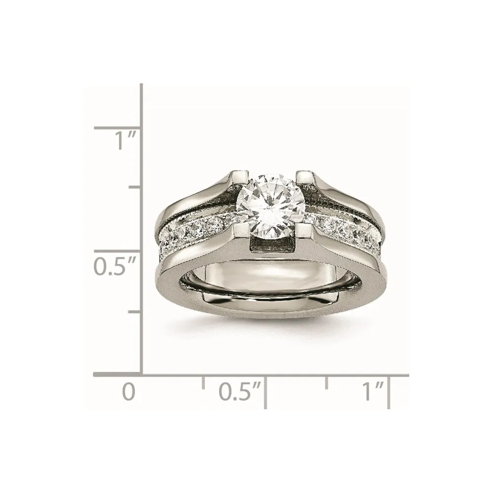 Chisel Jewelry Titanium & Sterling Silver CZ Ring | TB376