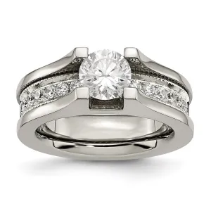 Chisel Jewelry Titanium & Sterling Silver CZ Ring | TB376