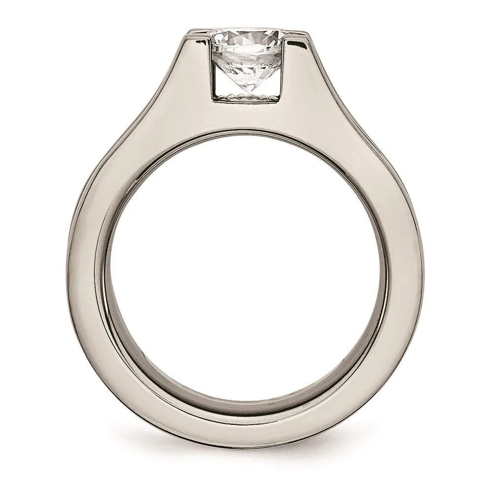 Chisel Jewelry Titanium & Sterling Silver CZ Ring | TB376