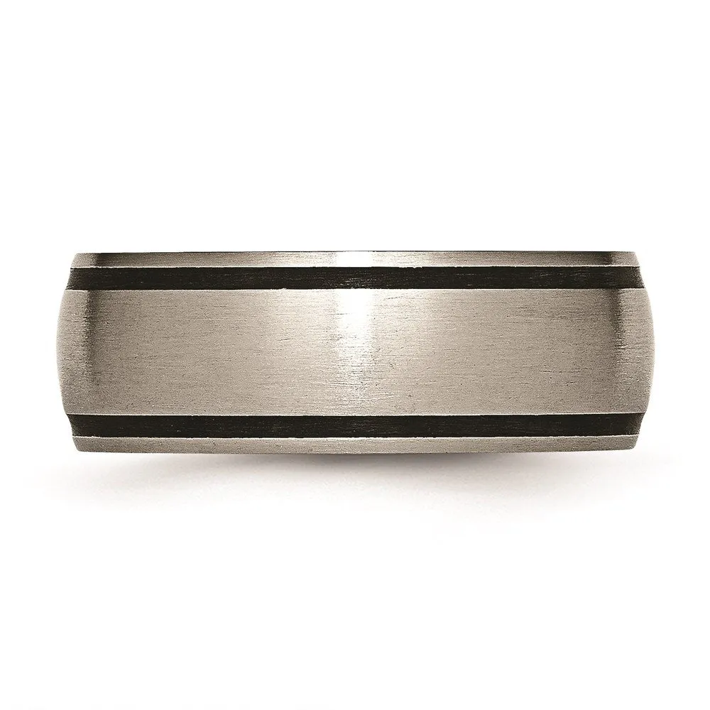 Chisel Jewelry Titanium Black Rubber 8mm Brushed Band | TB184