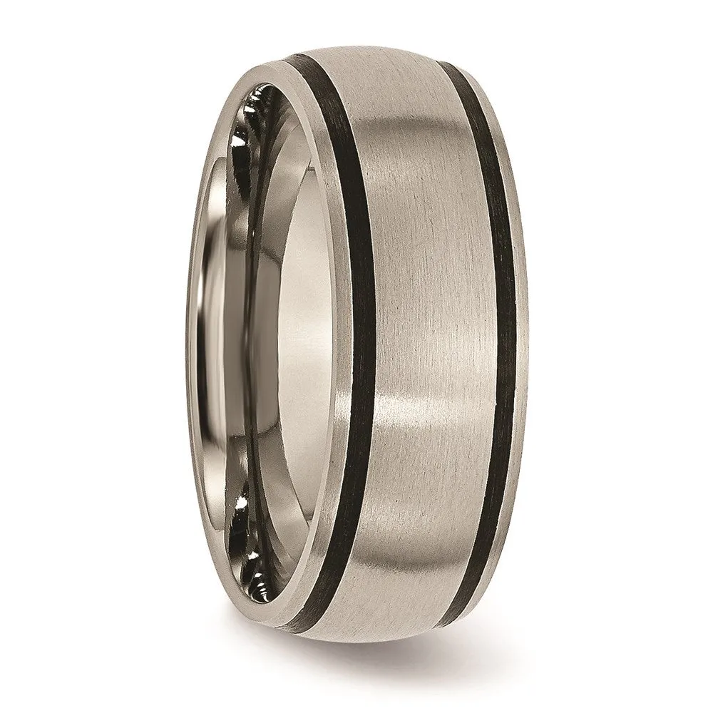 Chisel Jewelry Titanium Black Rubber 8mm Brushed Band | TB184