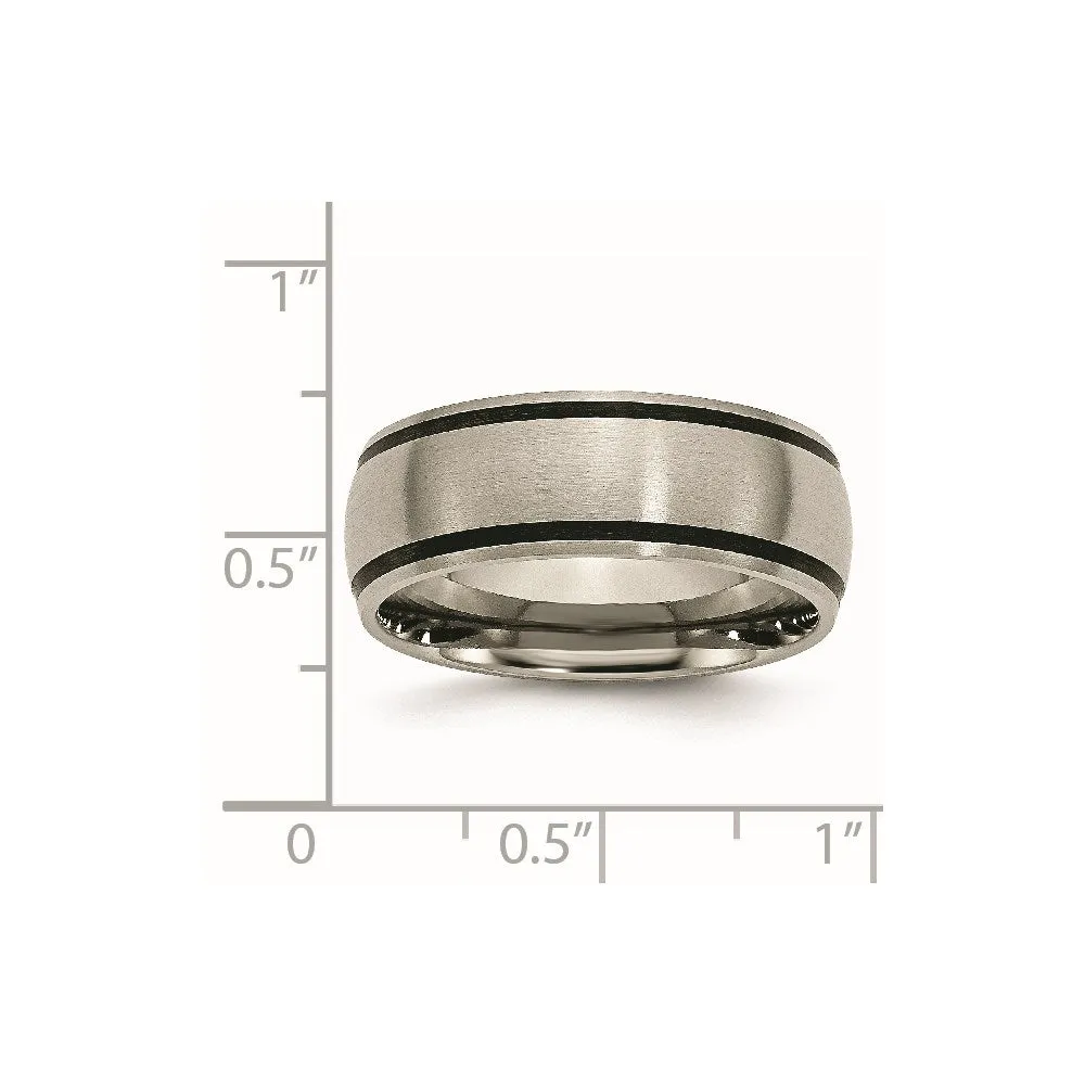 Chisel Jewelry Titanium Black Rubber 8mm Brushed Band | TB184