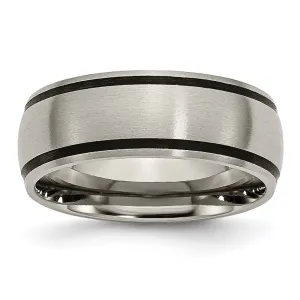 Chisel Jewelry Titanium Black Rubber 8mm Brushed Band | TB184