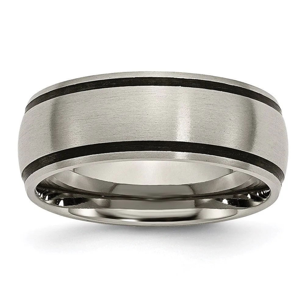 Chisel Jewelry Titanium Black Rubber 8mm Brushed Band | TB184