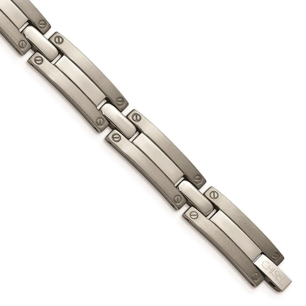 Chisel Jewelry Titanium Brushed and Polished 8.5in Bracelet