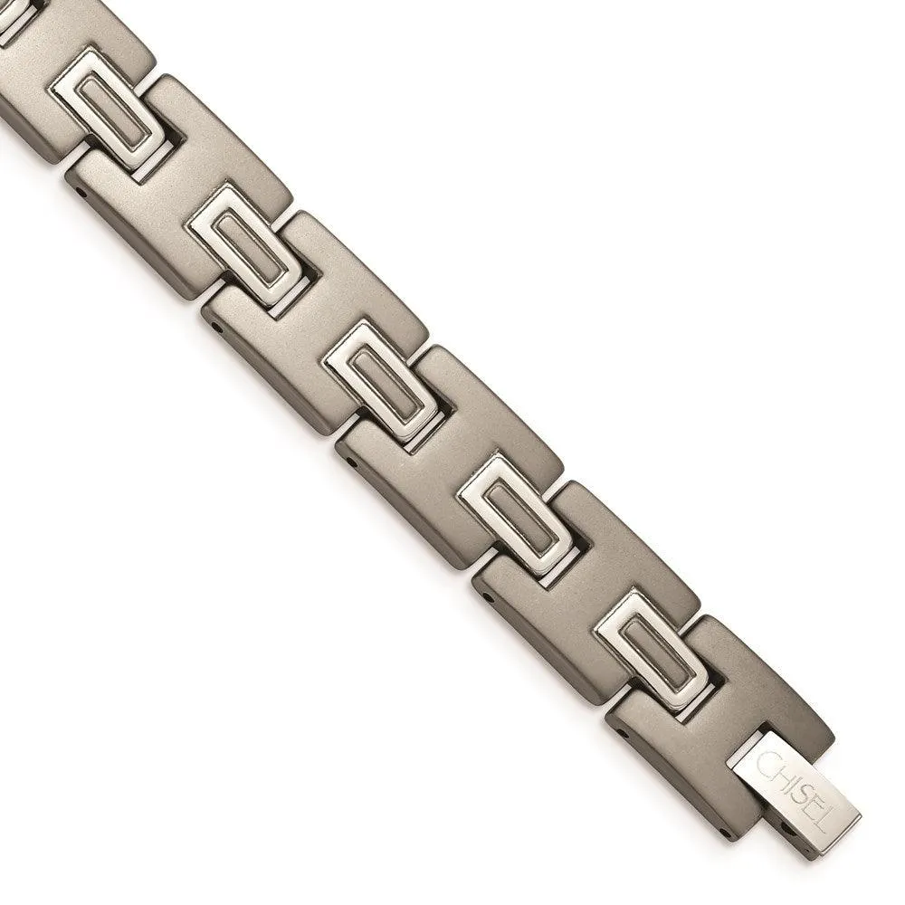 Chisel Jewelry Titanium Brushed and Polished 8.75in Bracelet