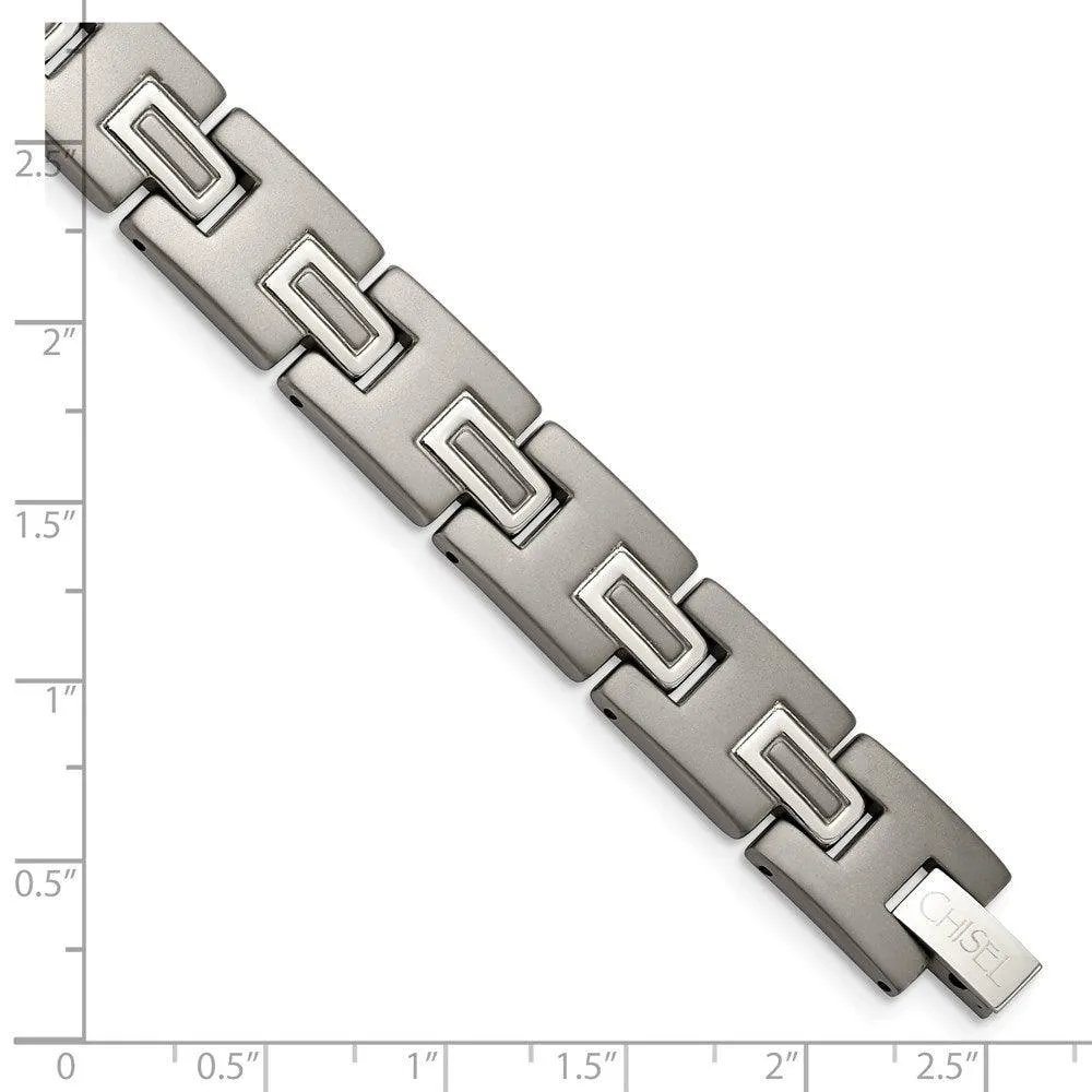 Chisel Jewelry Titanium Brushed and Polished 8.75in Bracelet