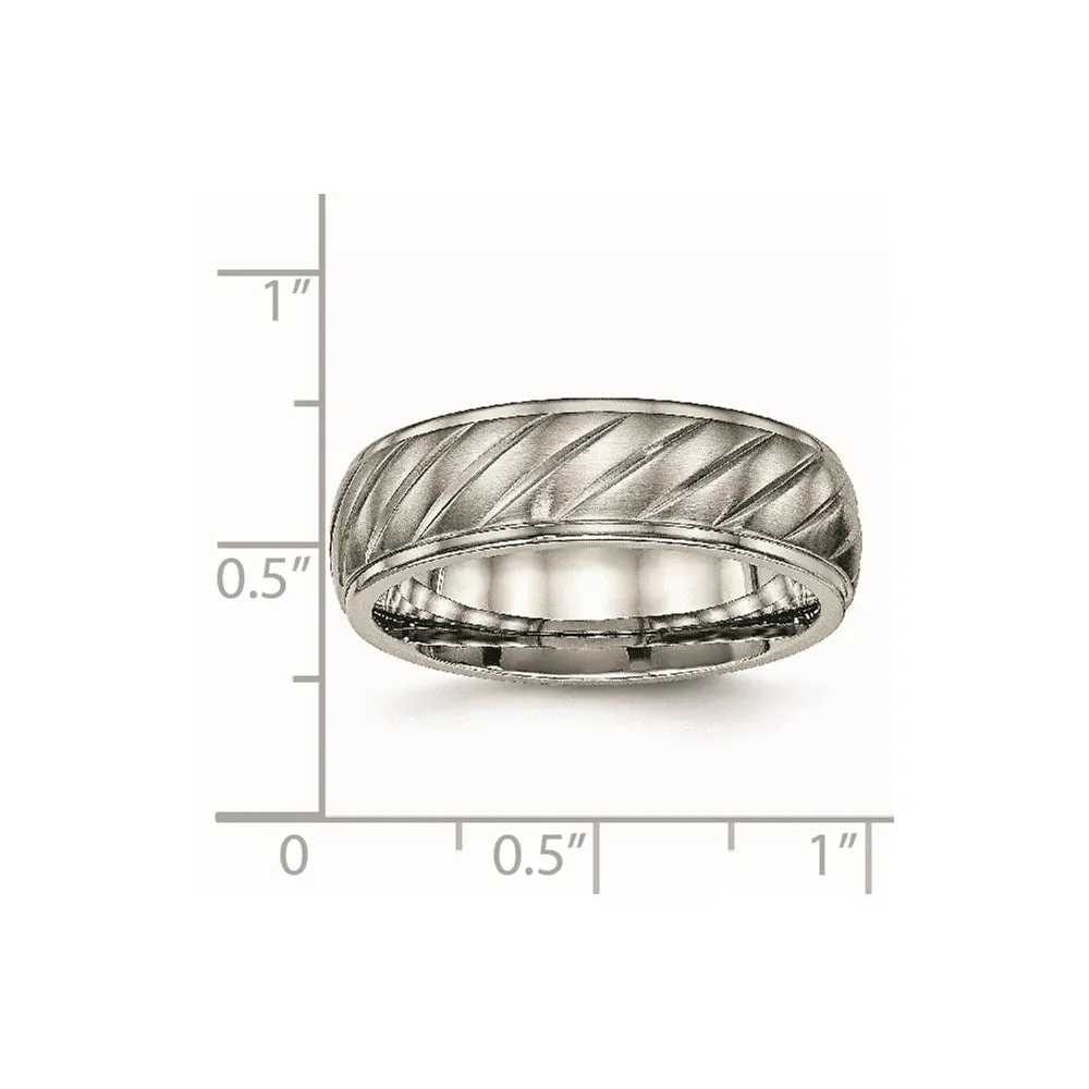 Chisel Jewelry Titanium Brushed and Polished Grooved Ring | TB452