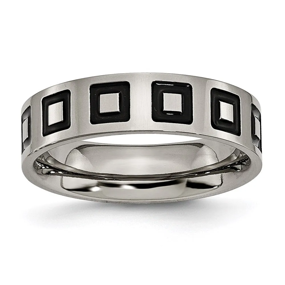 Chisel Jewelry Titanium Enameled Flat 6mm Polished Band | TB154