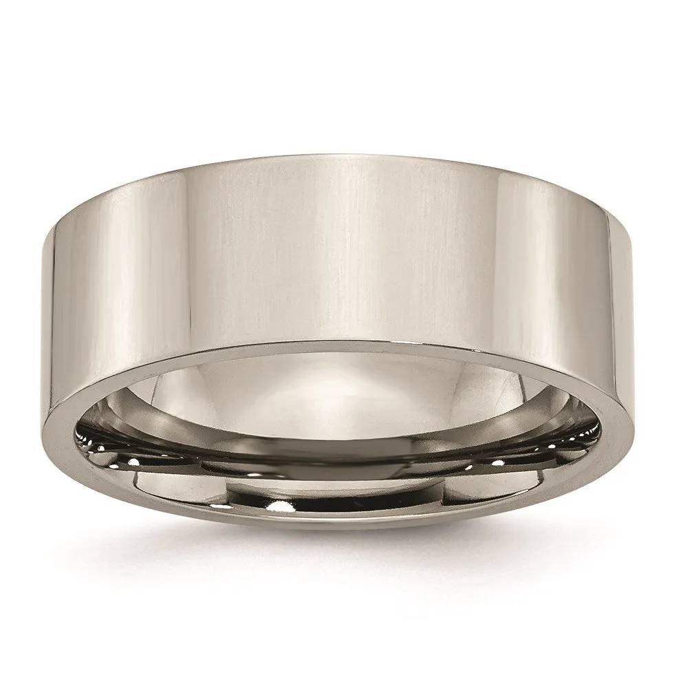 Chisel Jewelry Titanium Flat 8mm Polished Band | TB3