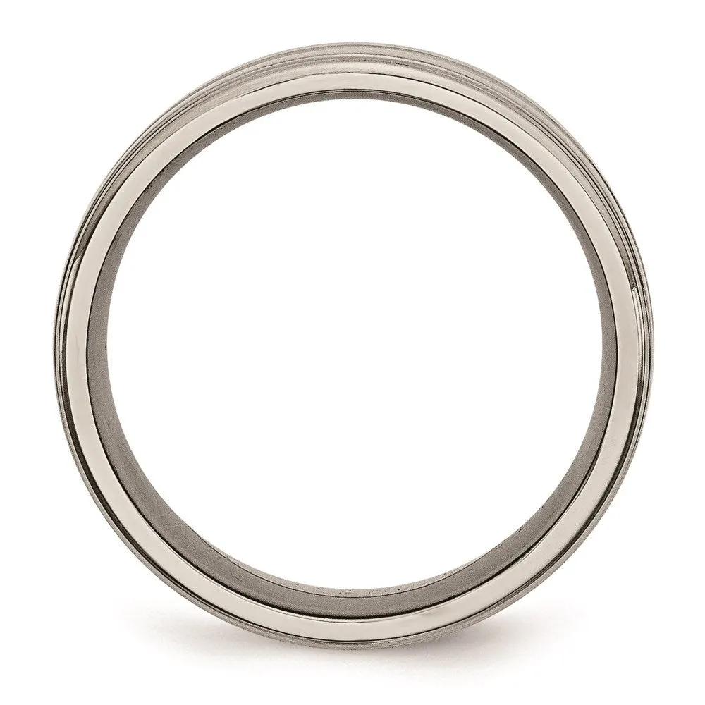 Chisel Jewelry Titanium Grooved 8mm Polished Band | TB57