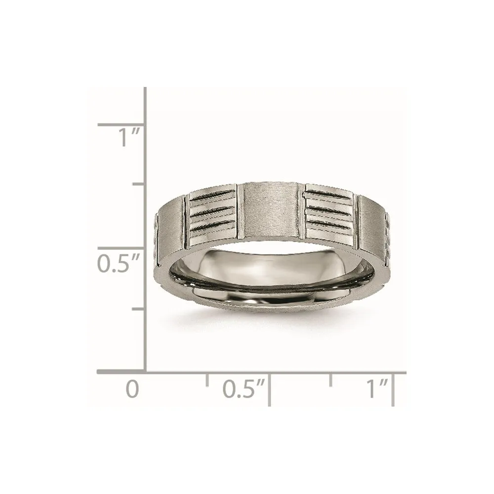 Chisel Jewelry Titanium Notched 6mm Satin & Polished Band | TB325