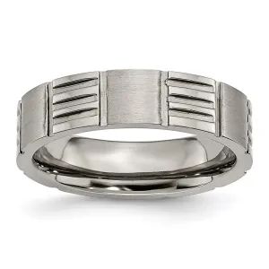 Chisel Jewelry Titanium Notched 6mm Satin & Polished Band | TB325