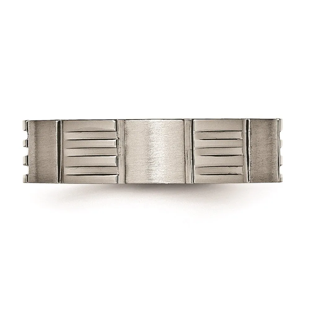 Chisel Jewelry Titanium Notched 6mm Satin & Polished Band | TB325