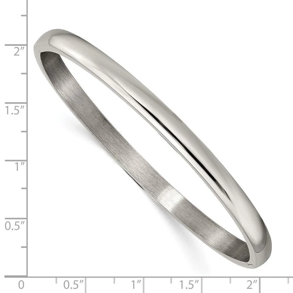 Chisel Jewelry Titanium Polished 5mm Hinged Bangle