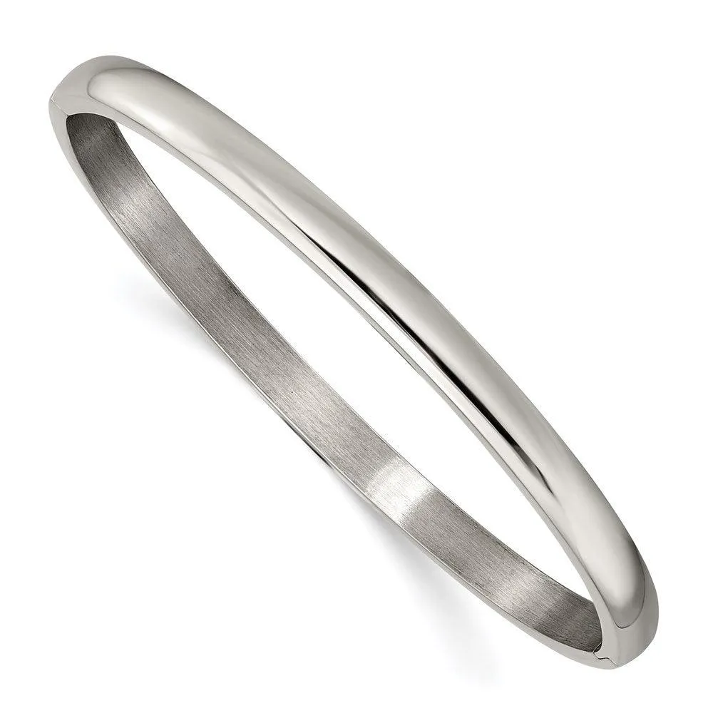 Chisel Jewelry Titanium Polished 5mm Hinged Bangle