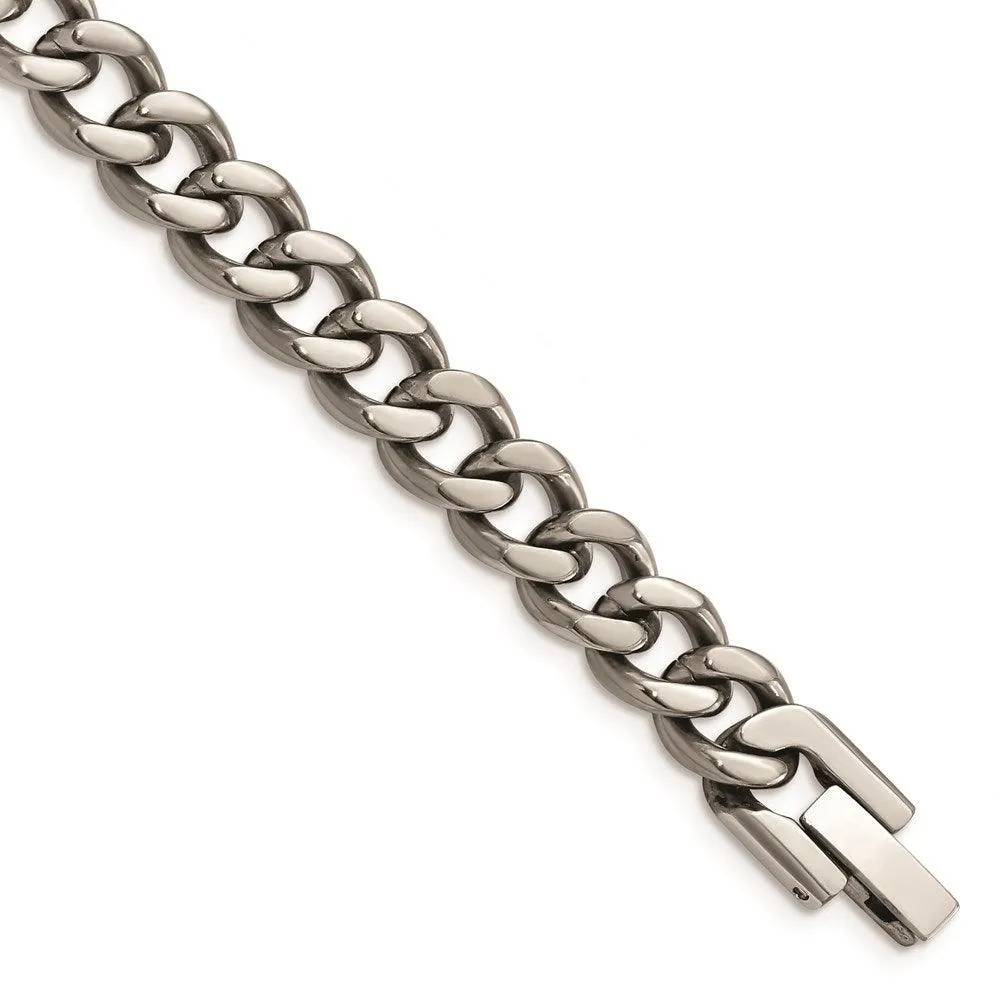 Chisel Jewelry Titanium Polished 7.5mm 8.5in Curb Chain