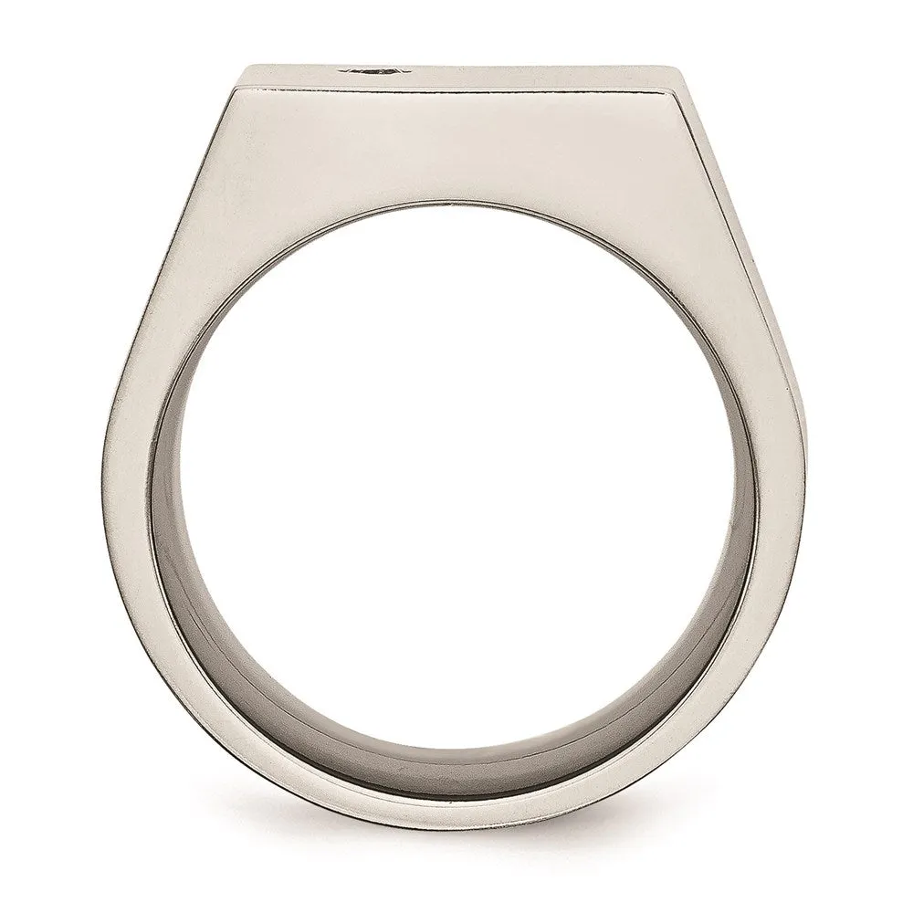 Chisel Jewelry Titanium Polished CZ Signet Ring | TB426